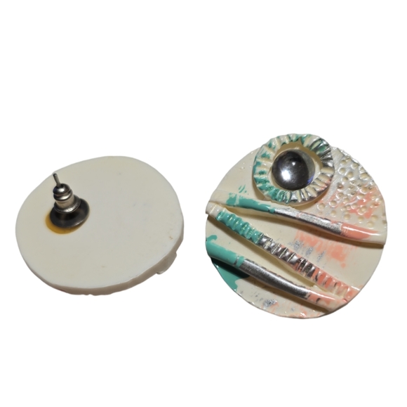 Vintage Handmade Acrylic 80s Miami Vice Post Earrings 14 - Picture 2 of 3